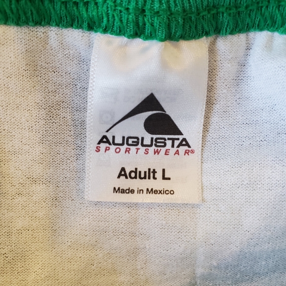 Custom made 001 shirt. Green and white with raglan short sleeves. Large unisex - Picture 7 of 12